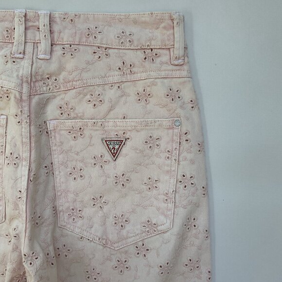 Guess Women’s 1981 High Waist Straight Leg Jeans Eyelet In Pink Size 26 - Picture 11 of 12